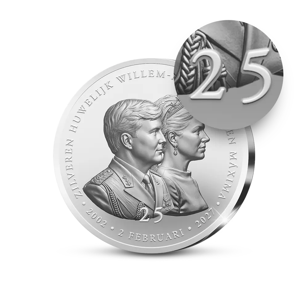 De Primeurslag van de extra grote 5cm Herdenkingsuitgifte 25-Jarig Huwelijksjubileum Willem-Alexander en Máxima