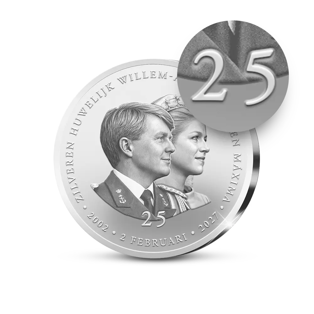 De Primeurslag van de extra grote 5cm Herdenkingsuitgifte Zilveren Huwelijksjubileum Willem-Alexander en Máxima - Het Koninklijk Huwelijk