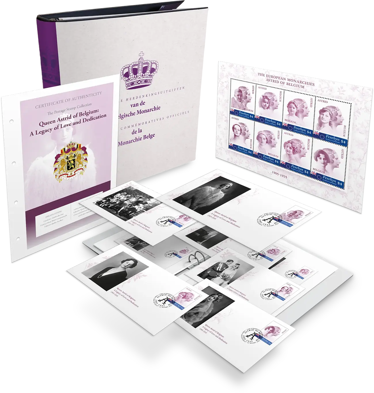 La collection de timbres « La Reine Astrid : un héritage d'amour et de dévouement »