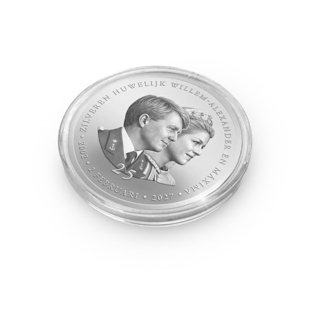 De Primeurslag van de extra grote 5cm Herdenkingsuitgifte Zilveren Huwelijksjubileum Willem-Alexander en Máxima - Het Koninklijk Huwelijk