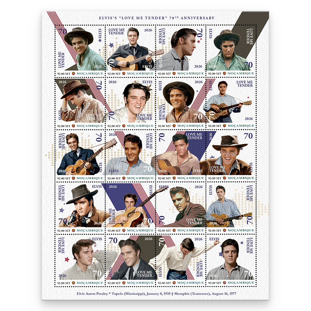 Postzegelvel "Elvis Love Me Tender 70th Anniversary 1956-2026"