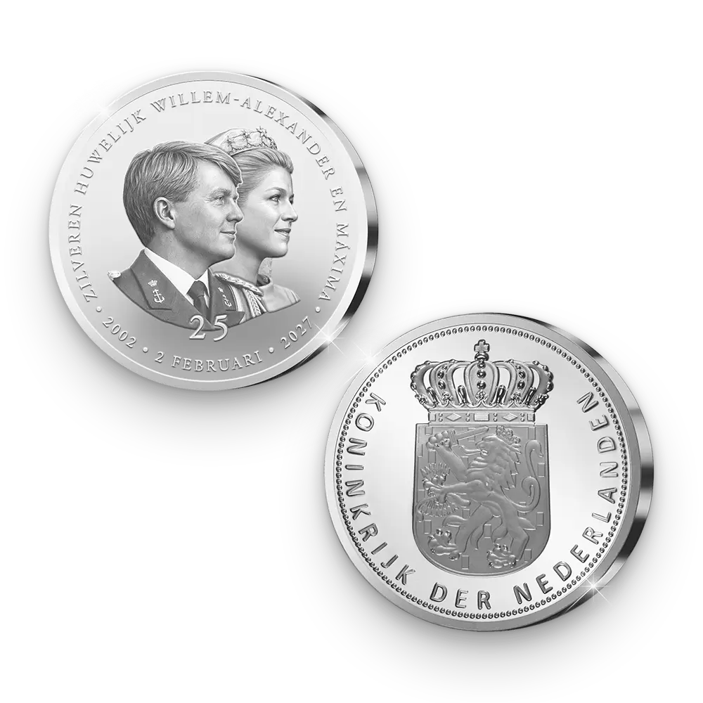 De Primeurslag van de extra grote 5cm Herdenkingsuitgifte Zilveren Huwelijksjubileum Willem-Alexander en Máxima - Het Koninklijk Huwelijk