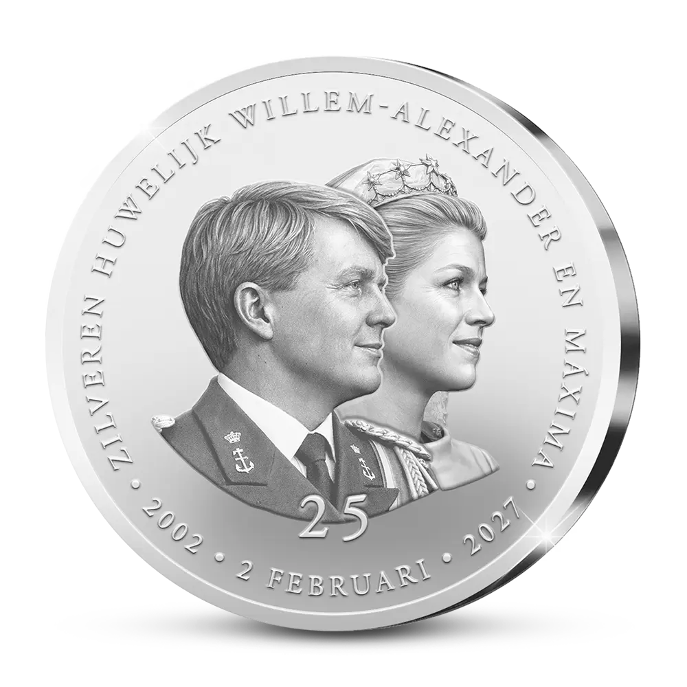 De Primeurslag van de extra grote 5cm Herdenkingsuitgifte Zilveren Huwelijksjubileum Willem-Alexander en Máxima - Het Koninklijk Huwelijk