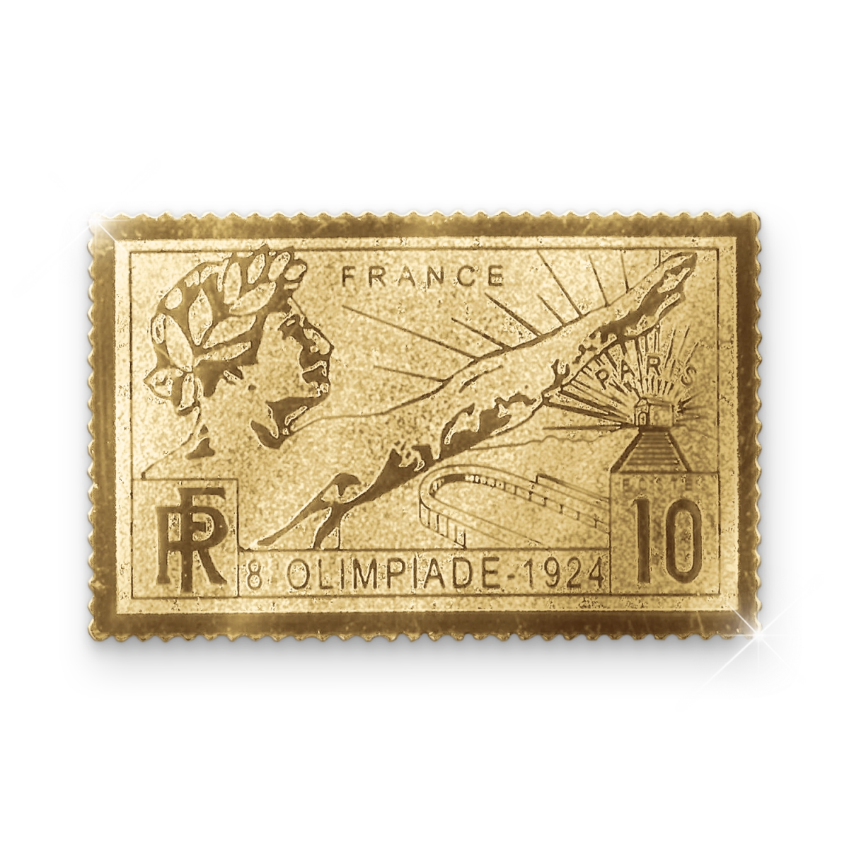 De vergulde 'Paris 1924 France' Herdenkingspostzegel - Edel Collecties
