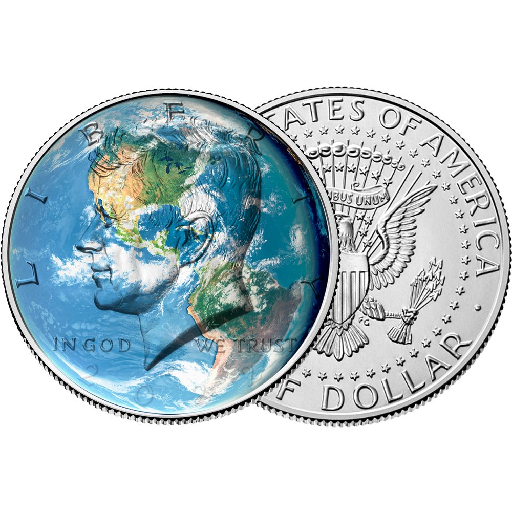 De verzilverde “Planet Earth” Kennedy Half Dollar van Amerika - Edel Collecties