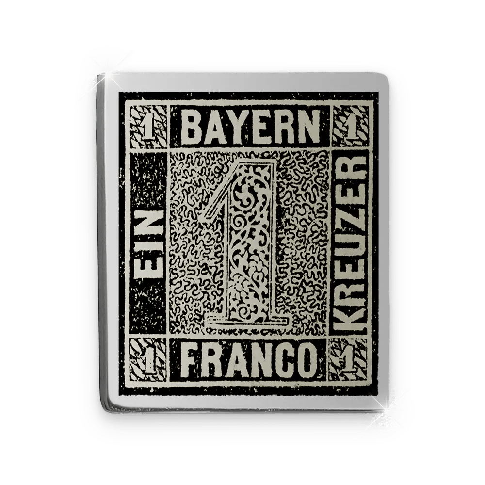 “Schwarzer Einser” Postzegel van Duitsland in verzilverde replica uitvoering - Edel Collecties