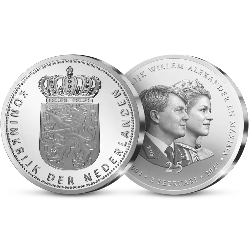 De Primeurslag van de extra grote 5cm Herdenkingsuitgifte Zilveren Huwelijksjubileum Willem-Alexander en Máxima - Het Koninklijk Huwelijk