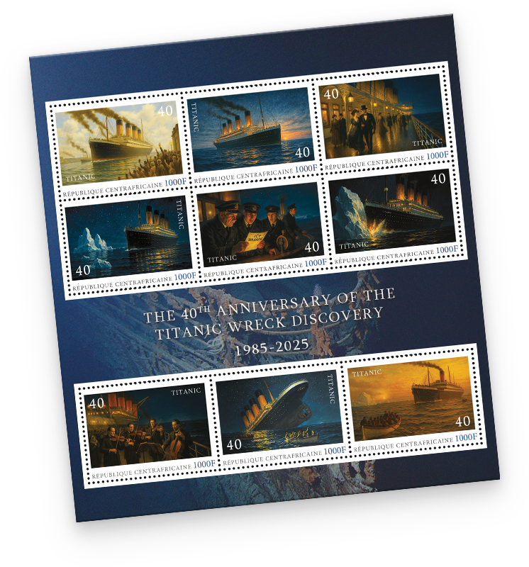 Internationaal Postzegelvel “The 40th Anniversary of the Titanic Wreck Discovery 1985-2025”