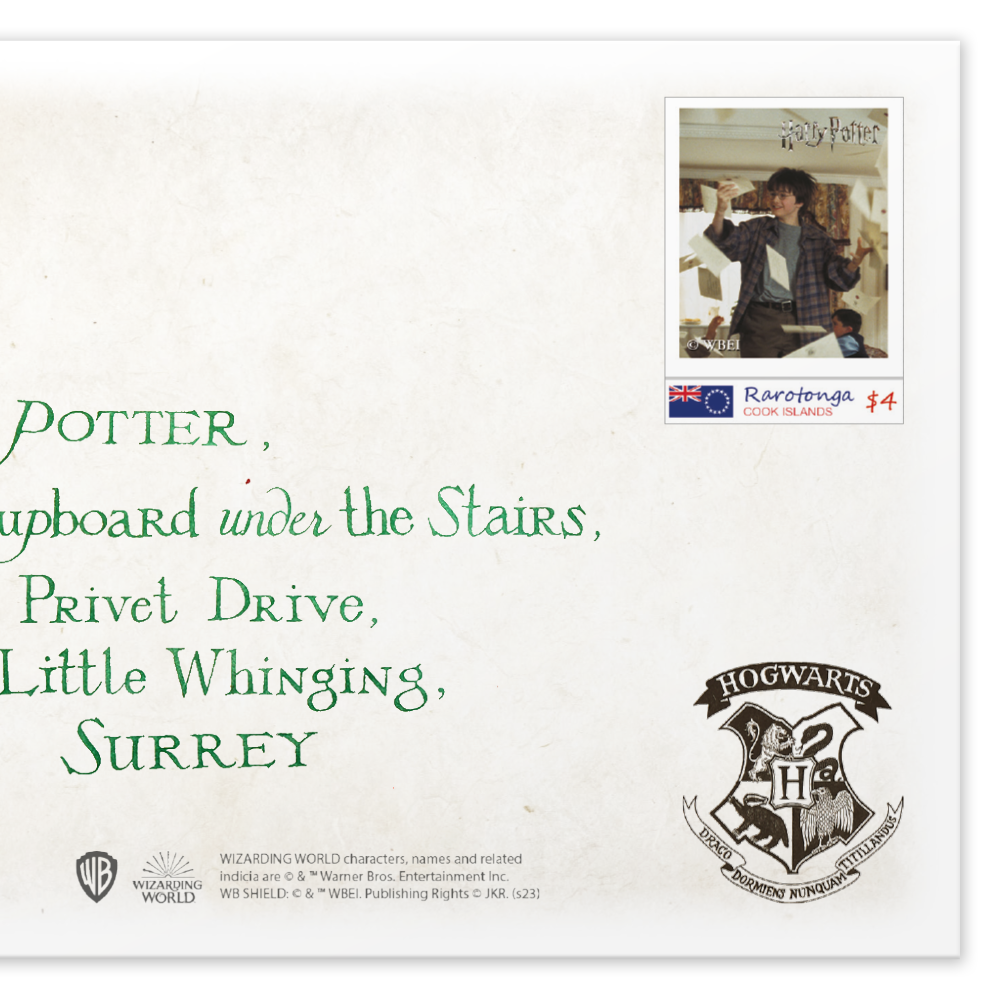 Die offizielle Nachbildung des Briefumschlags „Hogwarts-Brief“.