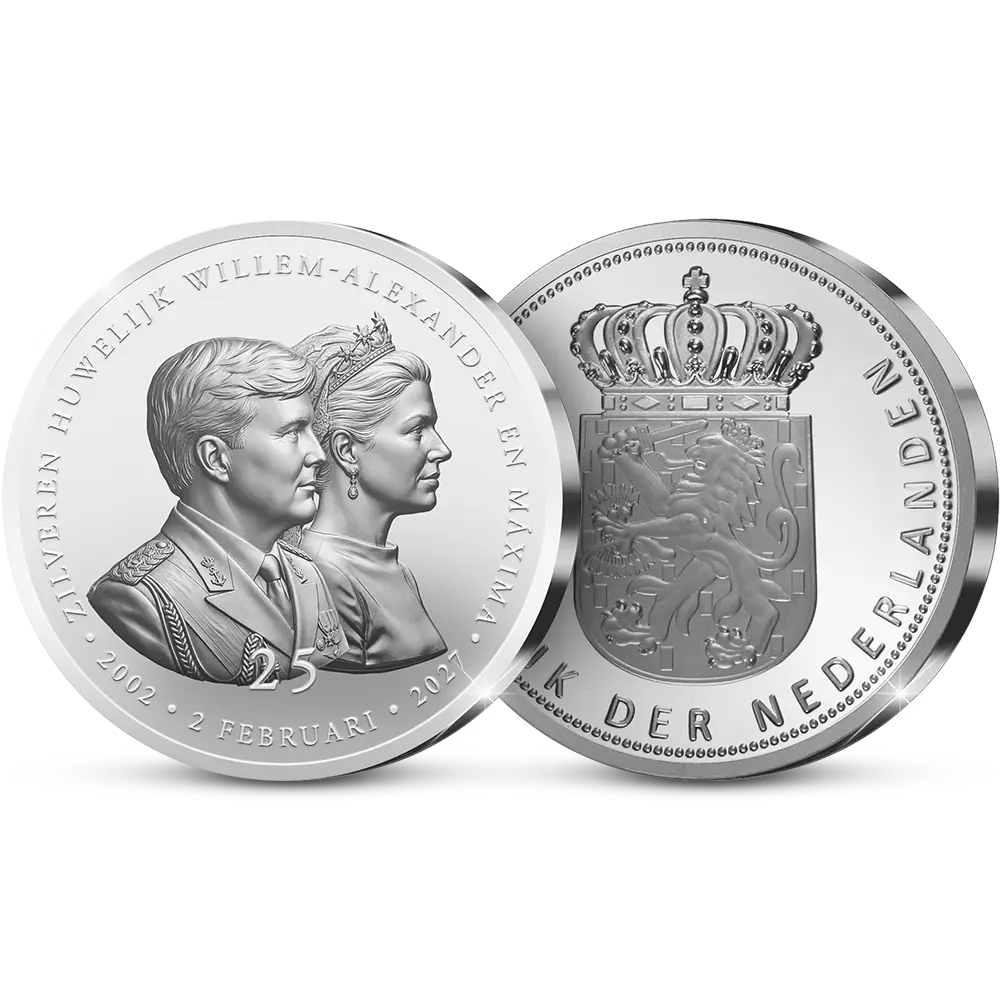 De Primeurslag van de extra grote 5cm Herdenkingsuitgifte Zilveren Huwelijksjubileum Willem-Alexander en Máxima - Het Koninklijk Huwelijk