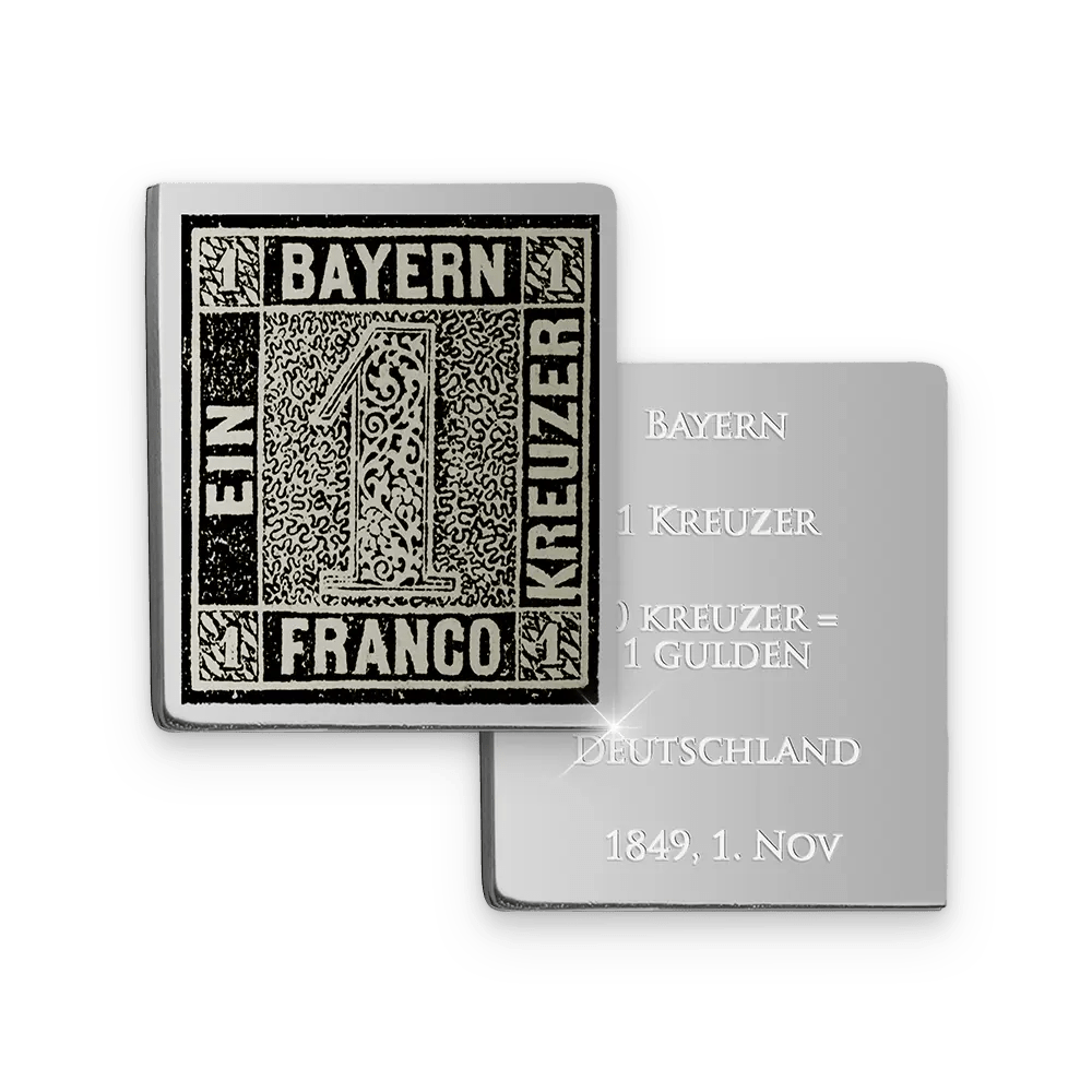 “Schwarzer Einser” Postzegel van Duitsland in verzilverde replica uitvoering - Edel Collecties