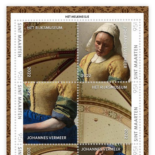 Het Officiële en Nationale “Het Melkmeisje van Vermeer” Jubileumpostzegelvel - Edel Collecties
