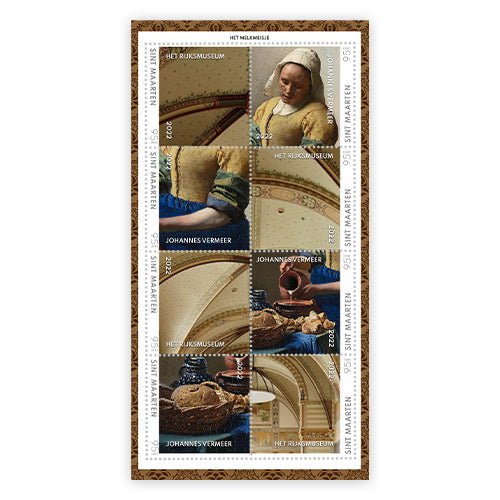 Het Officiële en Nationale “Het Melkmeisje van Vermeer” Jubileumpostzegelvel - Edel Collecties