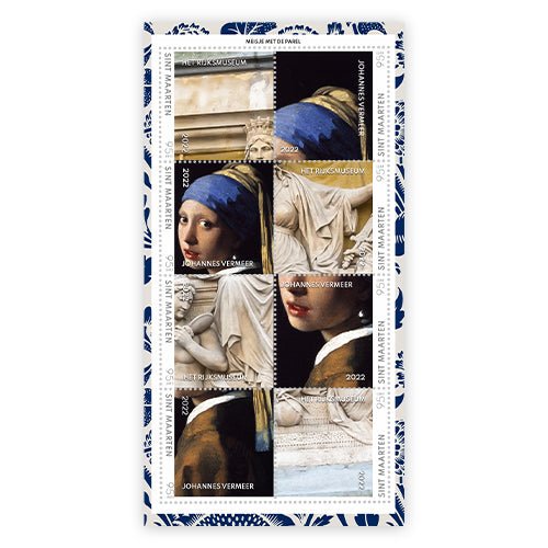 Het Officiële en Nationale “Meisje met de Parel van Vermeer” Jubileumpostzegelvel - Edel Collecties