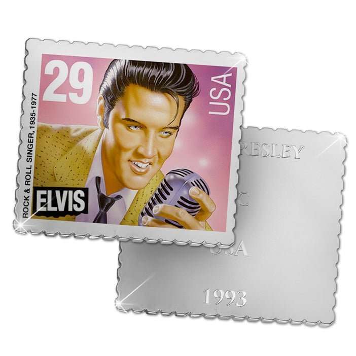 The Official Silver Plated “Elvis Legend” USA Postage Stamp - Edel Collecties
